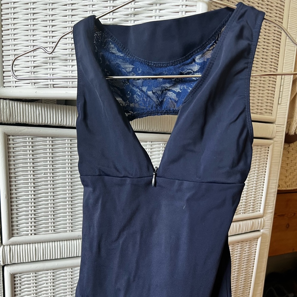 Navy blue 1/4 zip Class In Leotard petite